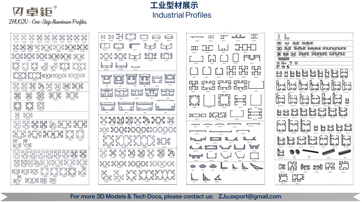Industrial aluminum profile library for equipment frames
